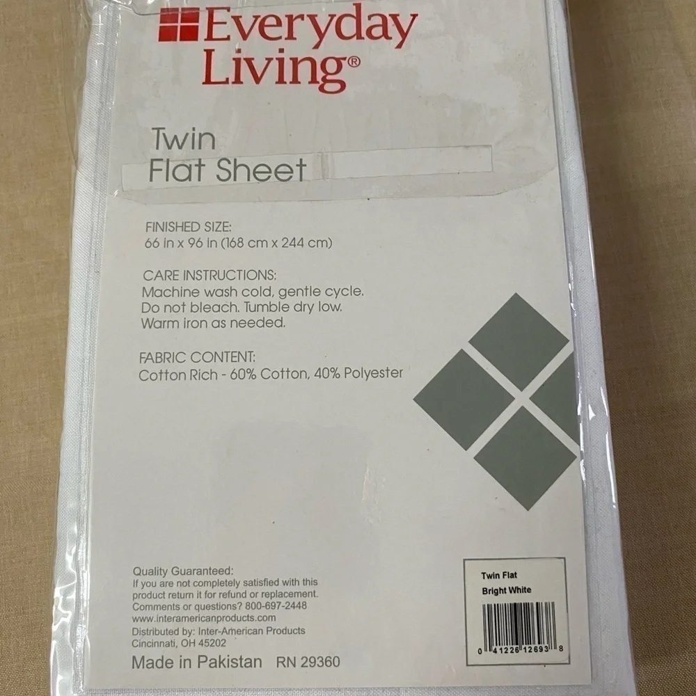 Everyday Living Twin Flat Sheet 250 Thread Count (DF)